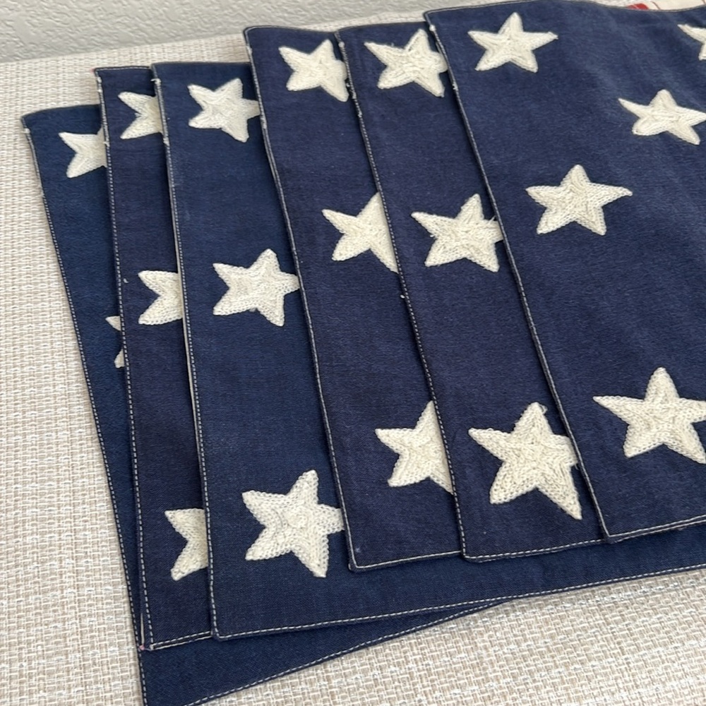 🇺🇸Pottery Barn🇺🇸 American Flag Cotton Placemats-Set of 6 - Picture 8 of 10